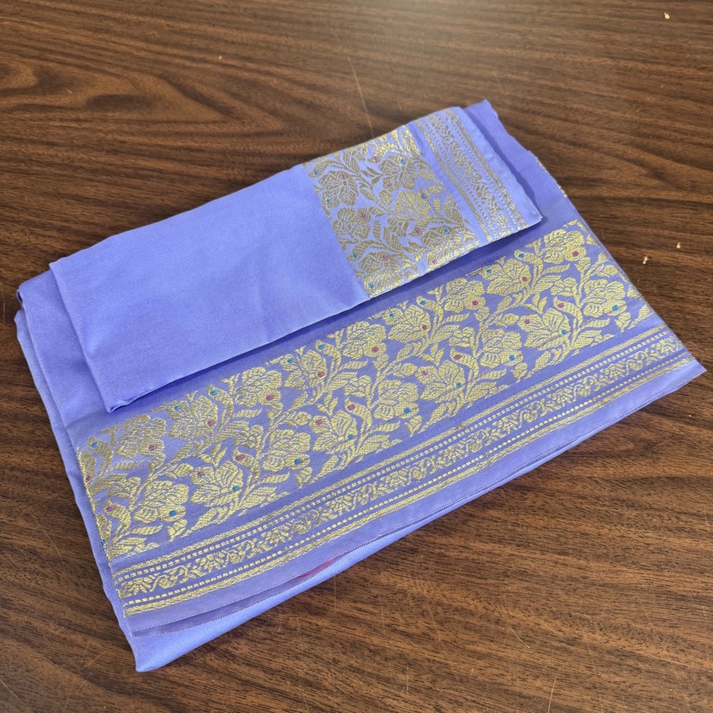 NEW Indian Women's Brocade Artificial/ART Silk Sari SAREES Purple w/Blouse Piece